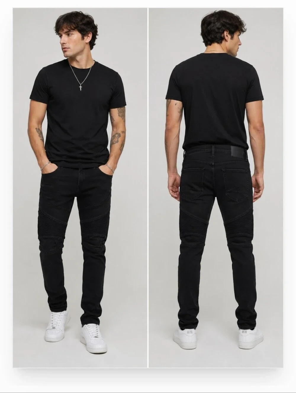 True Religion Black Rocco Relaxed Skinny Jeans 40 x 34 Zip Fly